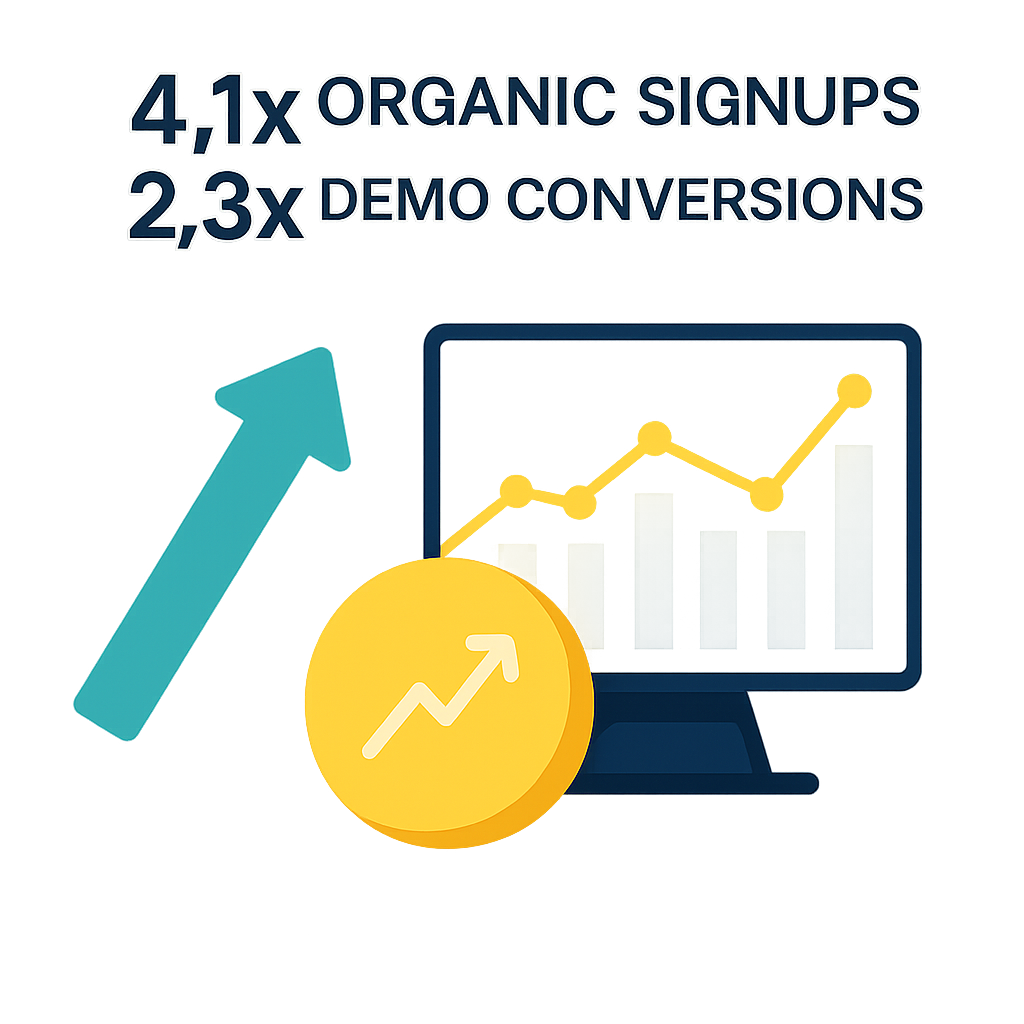 SaaS Scheduling Platform Achieves 4.1× Organic Signups & 2.3× Demo Conversions With Product-Led SEO + Funnel Optimization